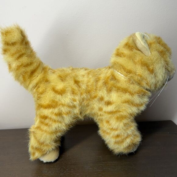 Steiff Standing Kitty Cat Orange Fur Eyes Brass Button Yellow Fabric Tag 099571 - Picture 7 of 16